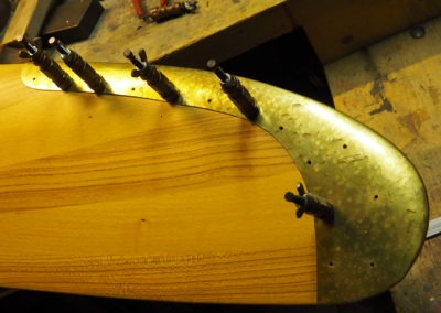 Shaping the brass sheet to match the shape of the propeller